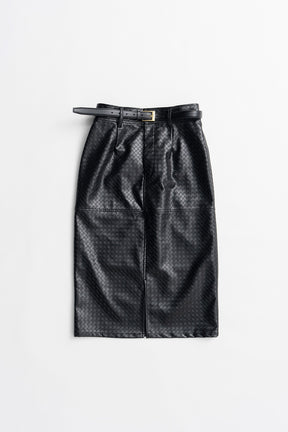 Belt Combination Faux Leather Skirt - 2026AUTUMN
