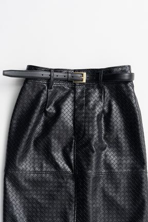 Belt Combination Faux Leather Skirt - 2026AUTUMN