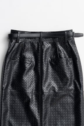 Belt Combination Faux Leather Skirt - 2026AUTUMN