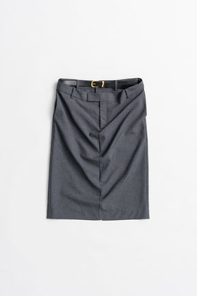 Double-Waist Drape Midi Skirt - 2026AUTUMN