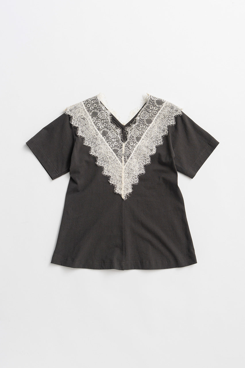 V-Neck Lace T-Shirt - 26SUMMER 2nd