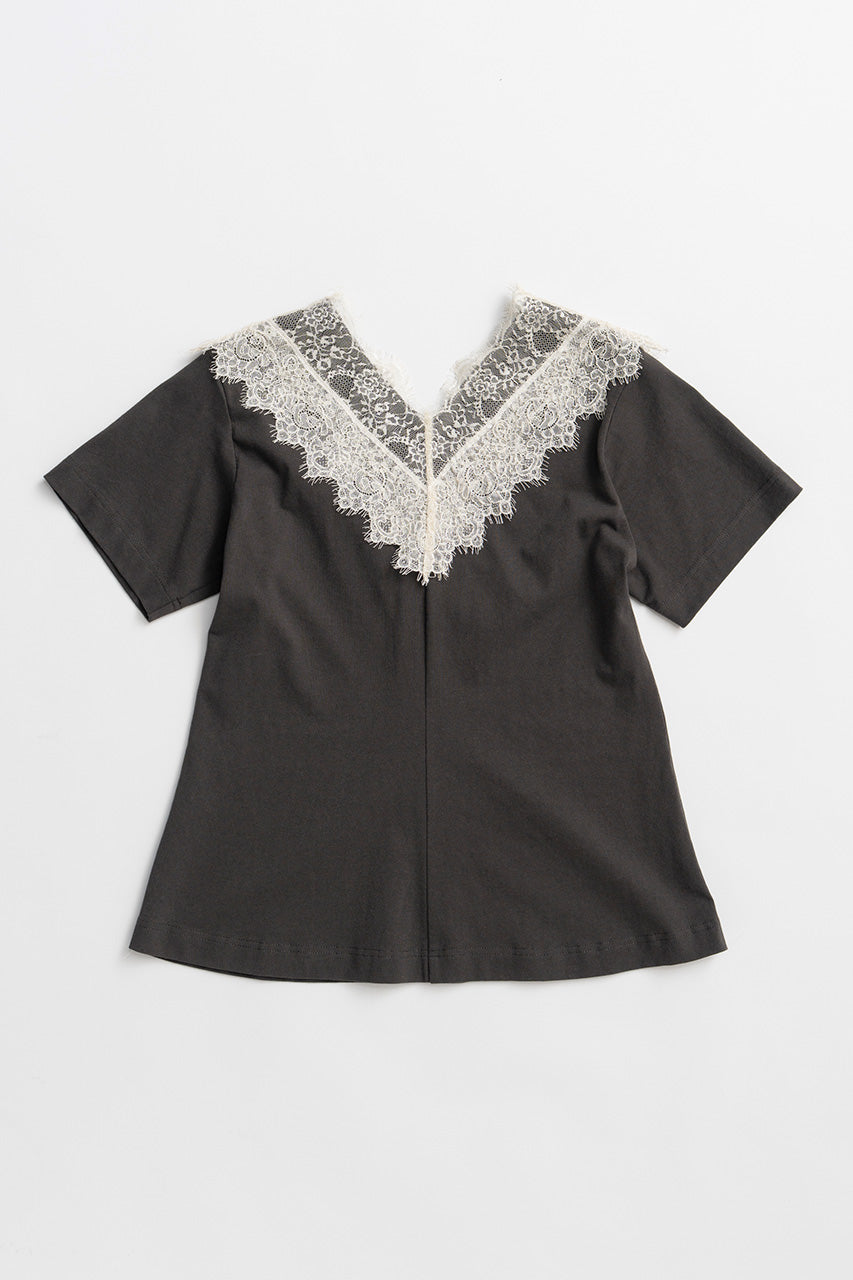 V-Neck Lace T-Shirt - 26SUMMER 2nd