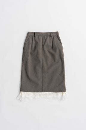 Layered Hem Suede Skirt - 2026AUTUMN