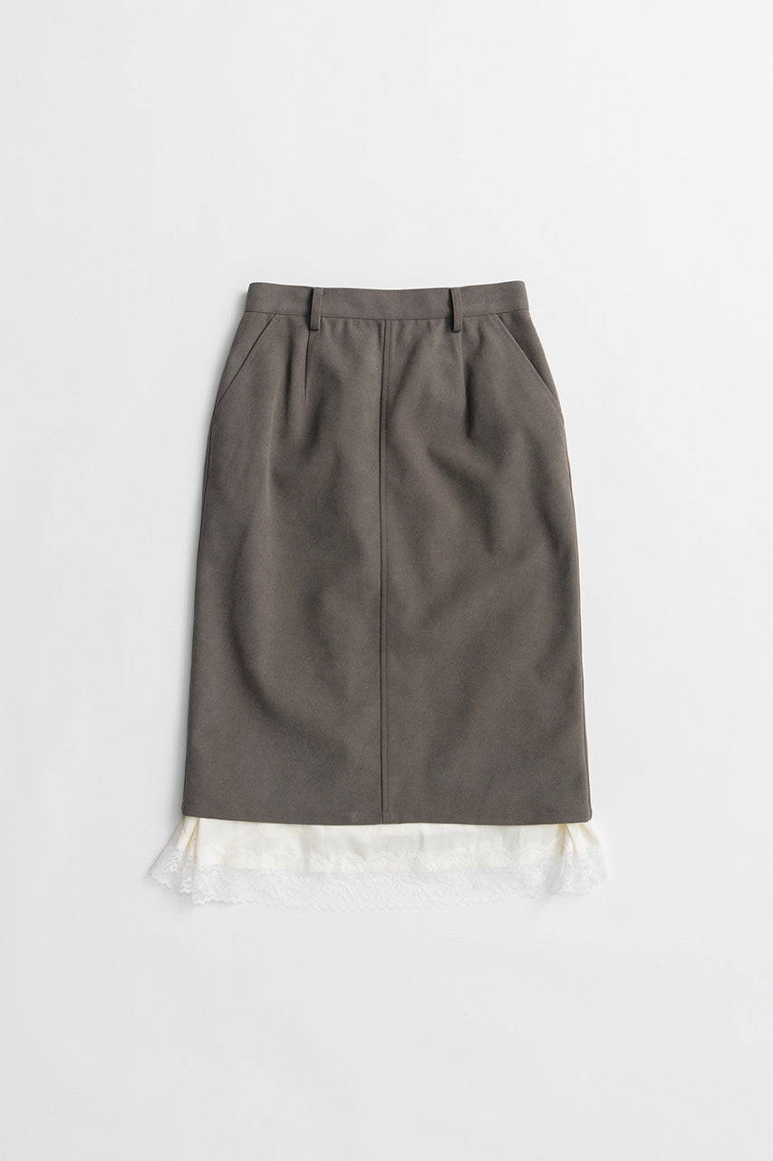 Layered Hem Suede Skirt - 2026AUTUMN