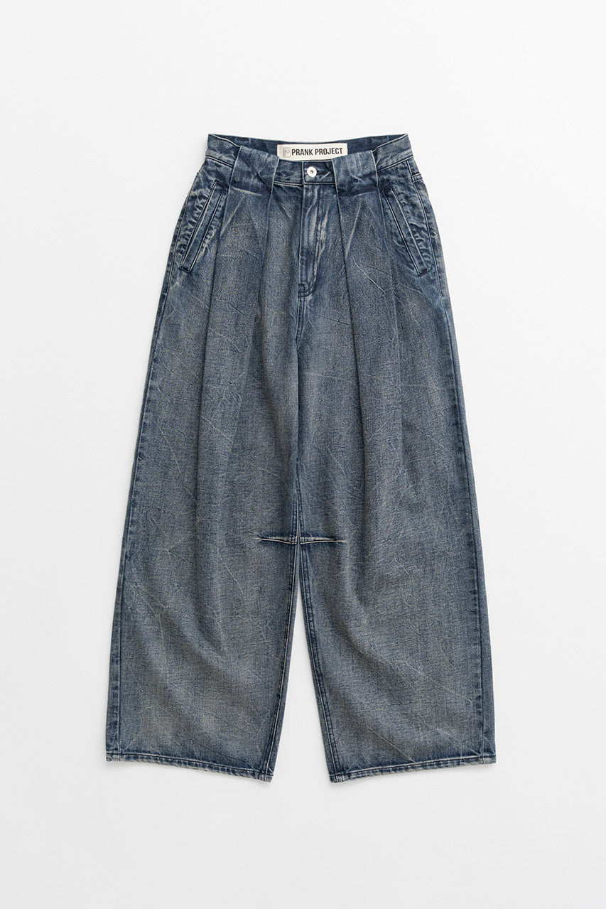 Crinkle Denim Wide Pants - 2026AUTUMN