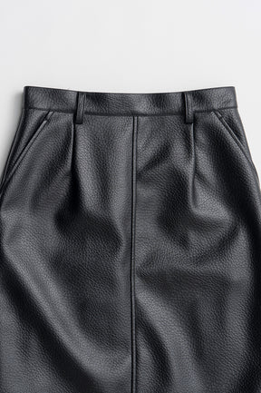 Layered Hem Synthetic Leather Skirt - 2026AUTUMN