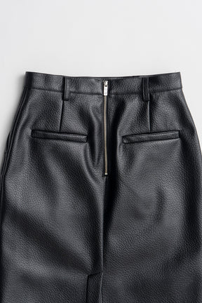 Layered Hem Synthetic Leather Skirt - 2026AUTUMN