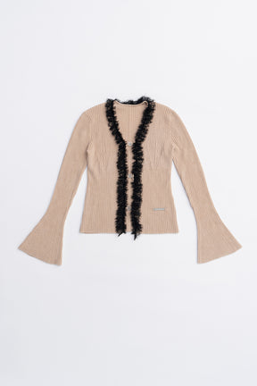Lace Trim Knit Cardigan - 2025 AUTUMN