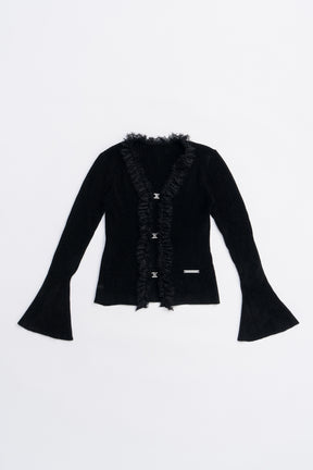 Lace Trim Knit Cardigan - 2025 AUTUMN