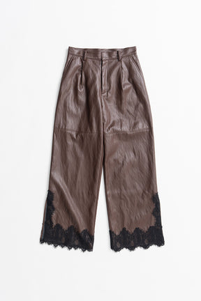 Vegan Leather Slit Lace Pants - 2026AUTUMN