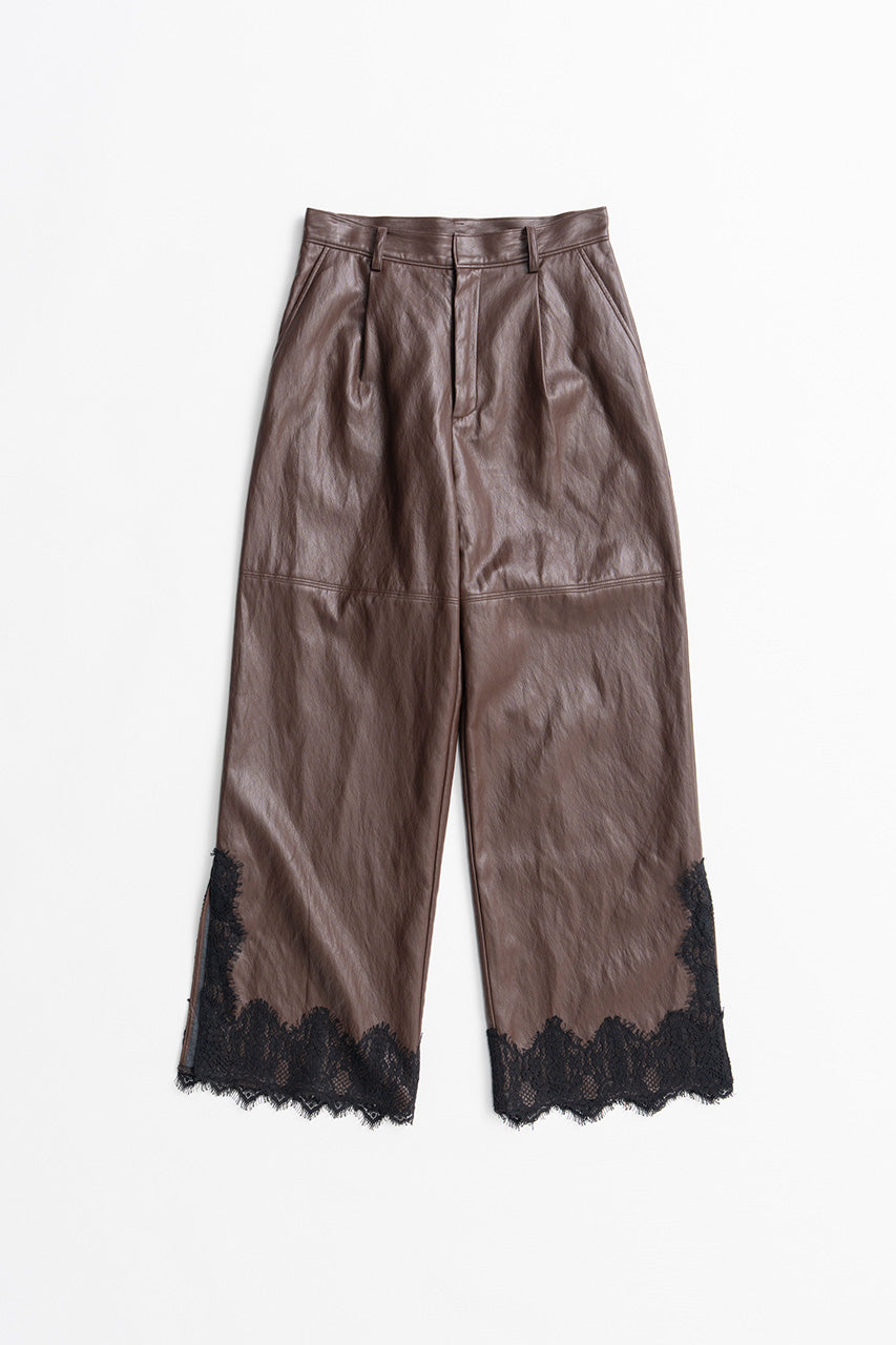 Vegan Leather Slit Lace Pants - 2026AUTUMN