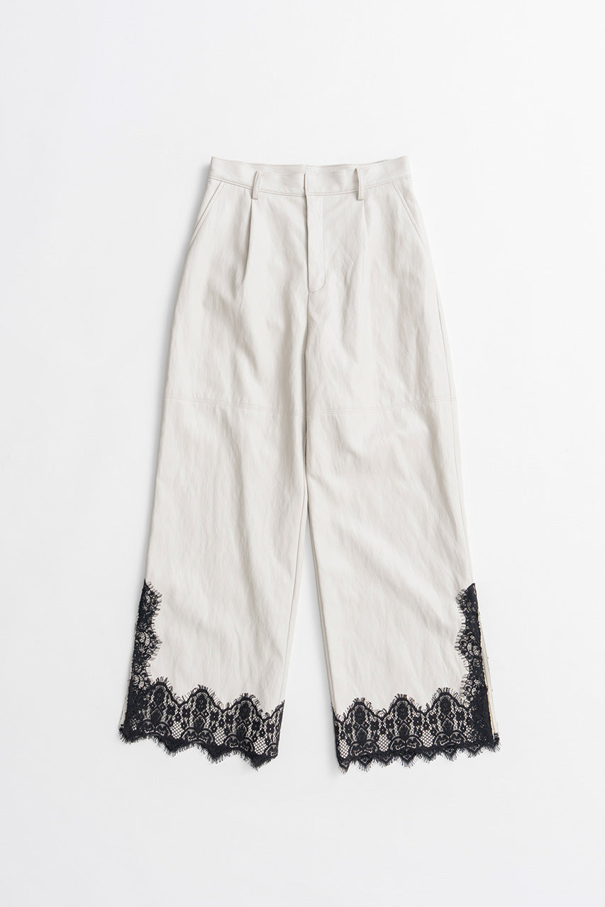 Vegan Leather Slit Lace Pants - 2026AUTUMN
