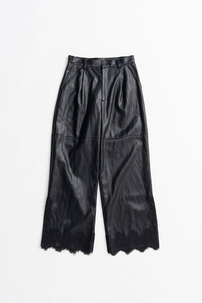 Vegan Leather Slit Lace Pants - 2026AUTUMN