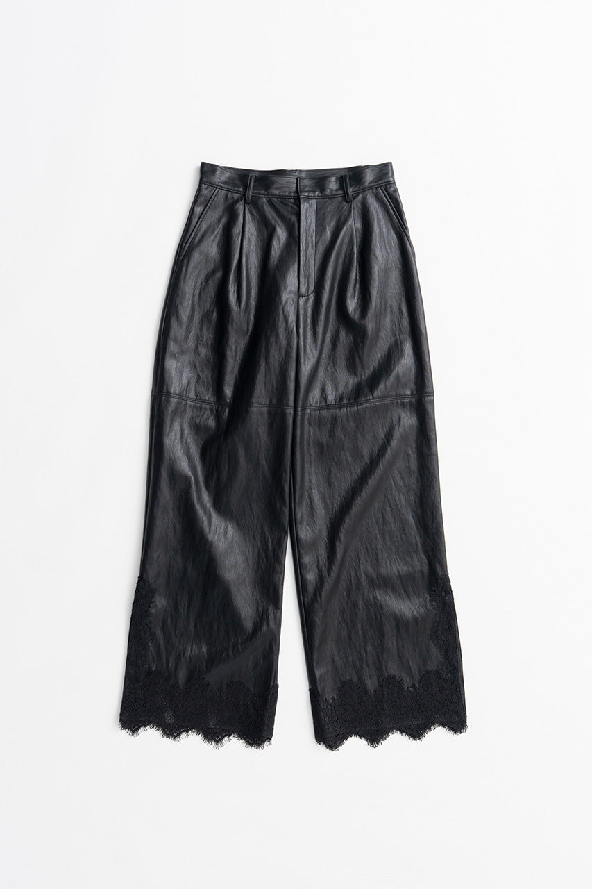 Vegan Leather Slit Lace Pants - 2026AUTUMN
