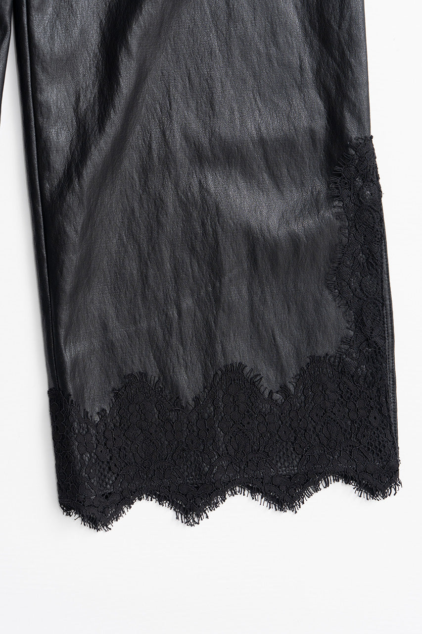 Vegan Leather Slit Lace Pants - 2026AUTUMN