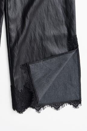 Vegan Leather Slit Lace Pants - 2026AUTUMN