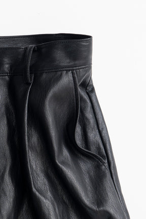 Vegan Leather Slit Lace Pants - 2026AUTUMN