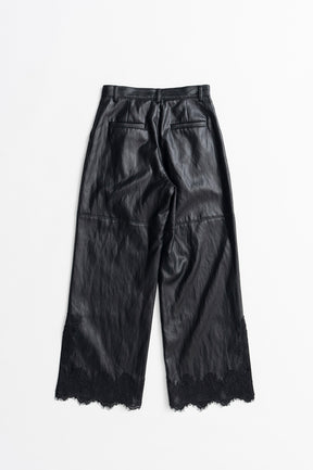 Vegan Leather Slit Lace Pants - 2026AUTUMN