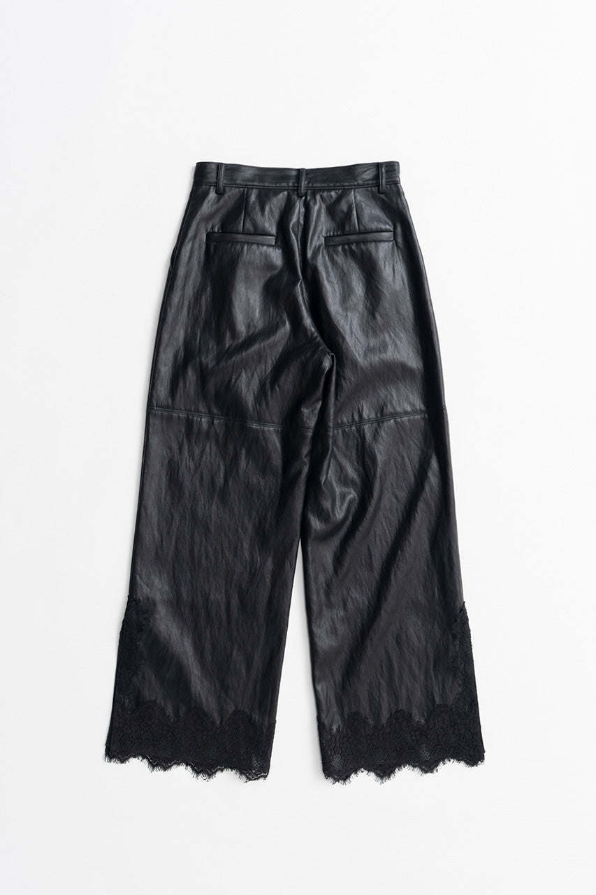 Vegan Leather Slit Lace Pants - 2026AUTUMN