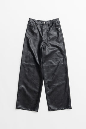 Synthetic Mesh Leather Straight Pants - 2026AUTUMN
