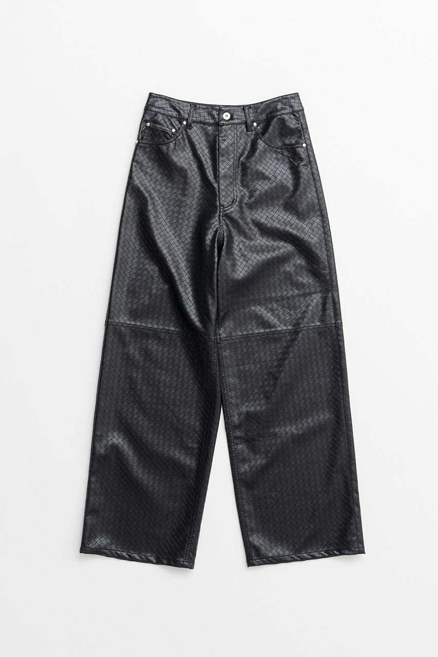 Synthetic Mesh Leather Straight Pants - 2026AUTUMN