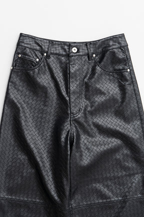 Synthetic Mesh Leather Straight Pants - 2026AUTUMN