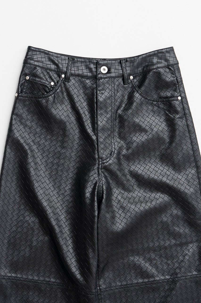 Synthetic Mesh Leather Straight Pants - 2026AUTUMN