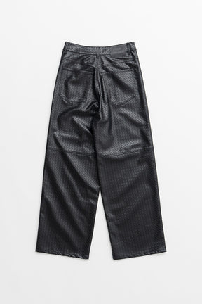 Synthetic Mesh Leather Straight Pants - 2026AUTUMN