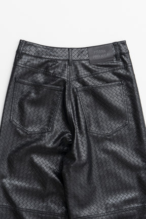 Synthetic Mesh Leather Straight Pants - 2026AUTUMN