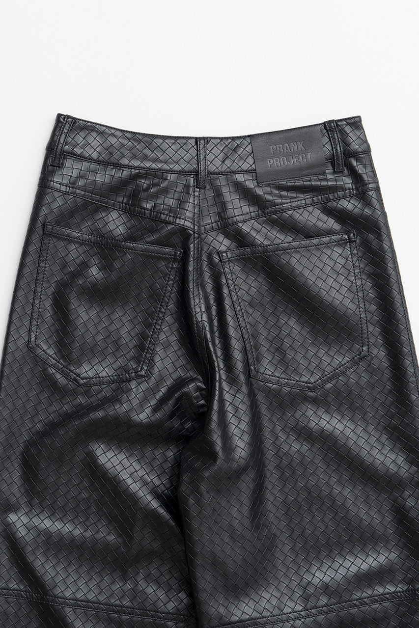 Synthetic Mesh Leather Straight Pants - 2026AUTUMN