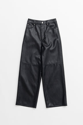 Synthetic Leather Straight Pants - 2026AUTUMN