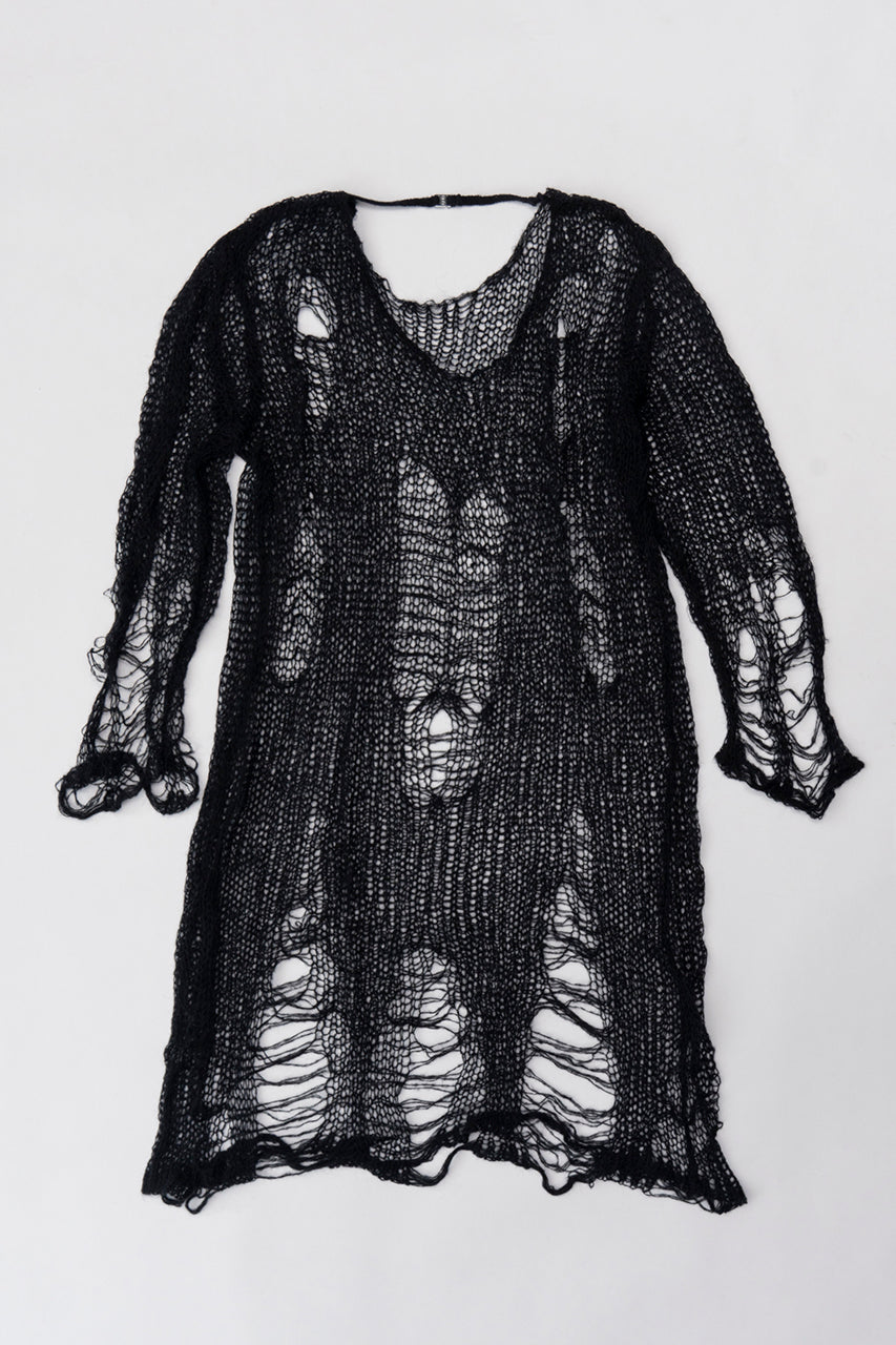 Mohair Damaged Knit One Piece
