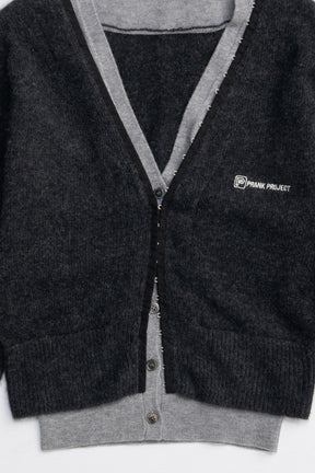 V-Neck Layered Cardigan - 2025 AUTUMN