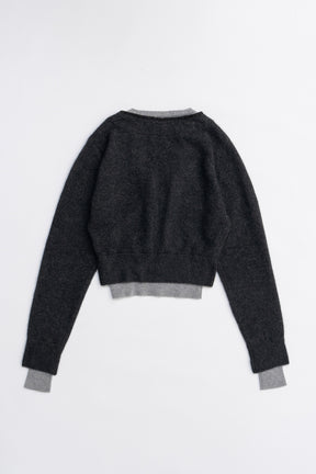 V-Neck Layered Cardigan - 2025 AUTUMN