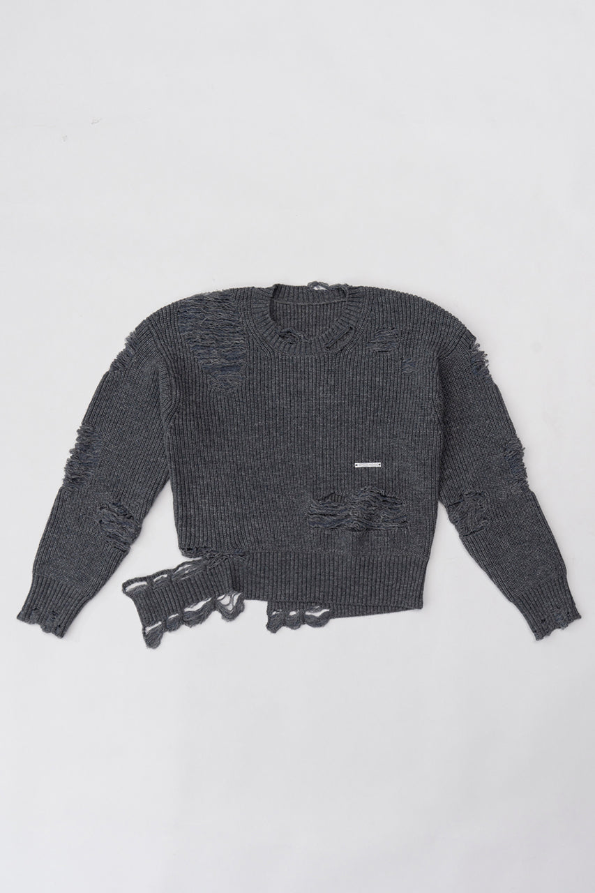 [Weboff Part number] Hard Crashed Knit Pullover