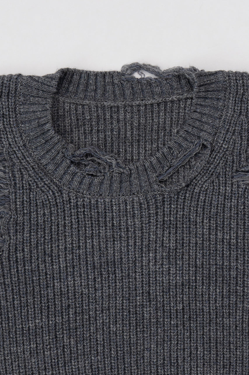 [Weboff Part number] Hard Crashed Knit Pullover