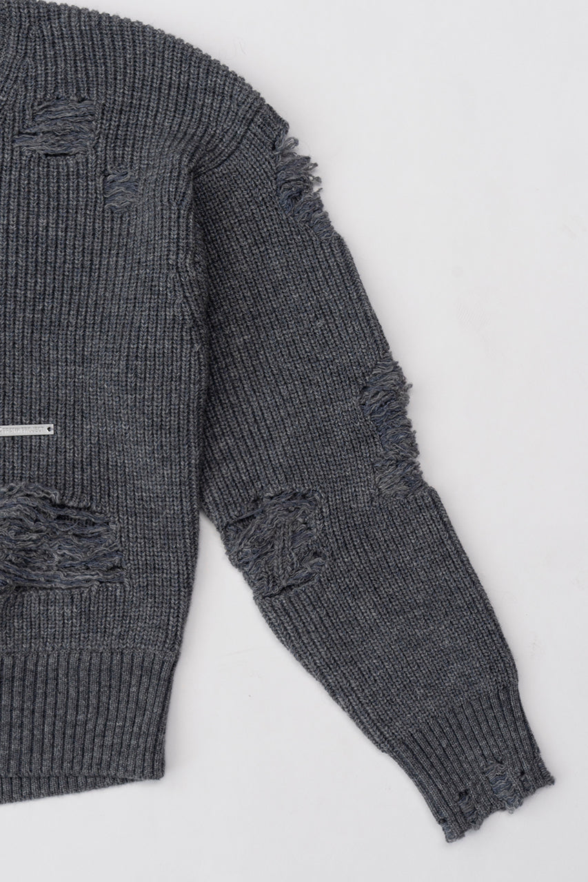 [Weboff Part number] Hard Crashed Knit Pullover