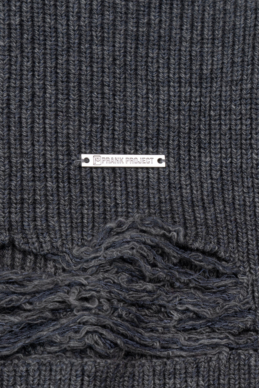 [Weboff Part number] Hard Crashed Knit Pullover