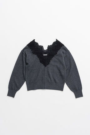 V-Neck Lace Knit - 2026AUTUMN