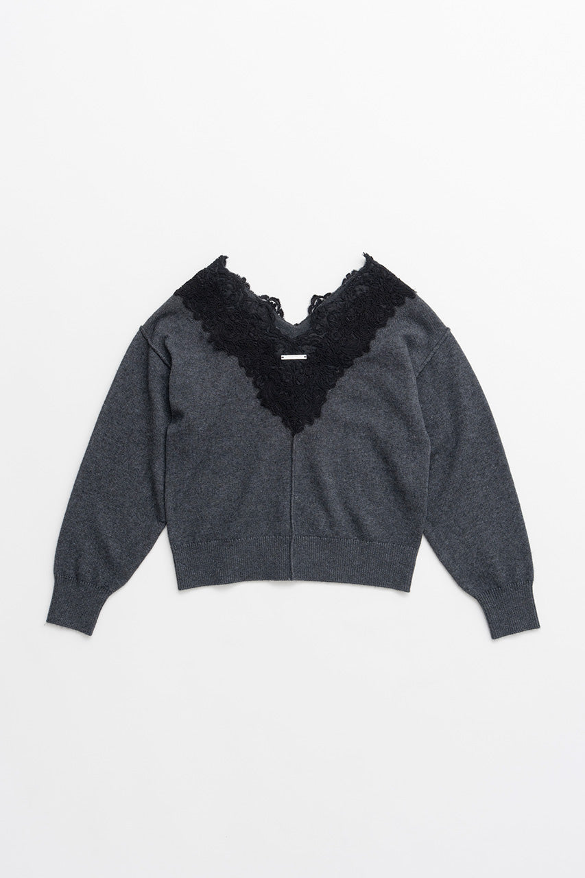 V-Neck Lace Knit - 2026AUTUMN