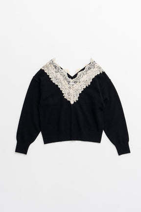 V-Neck Lace Knit - 2026AUTUMN