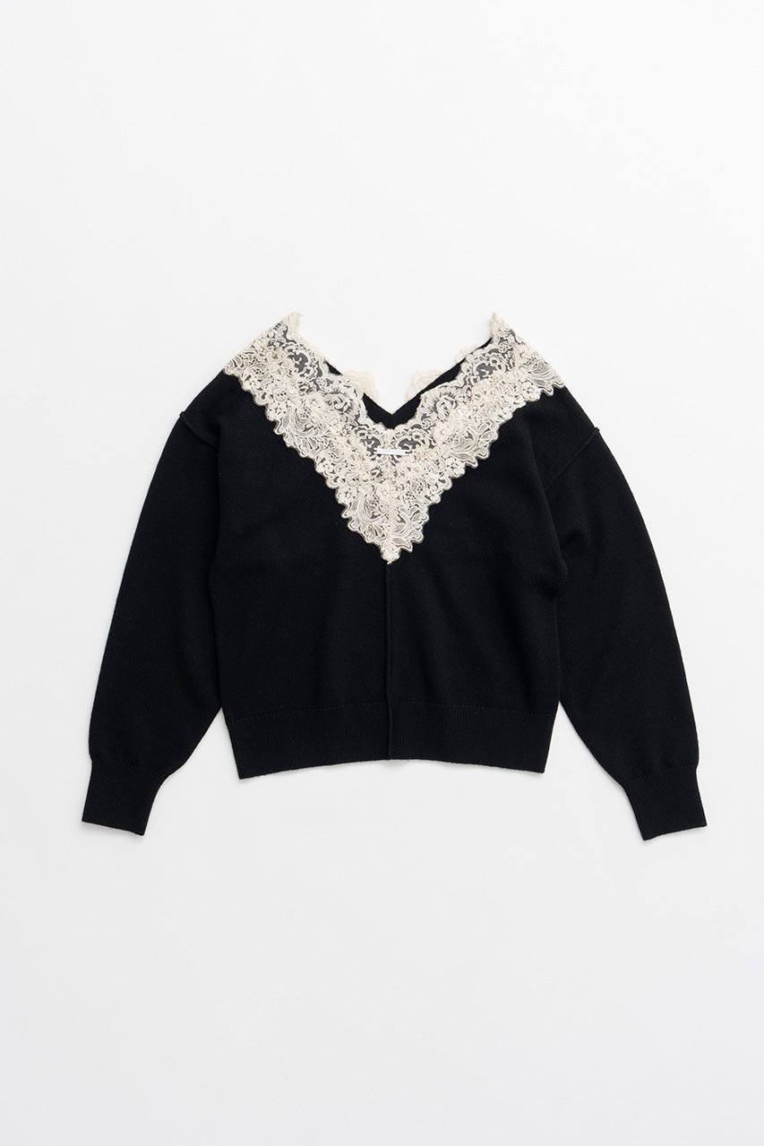 V-Neck Lace Knit - 2026AUTUMN