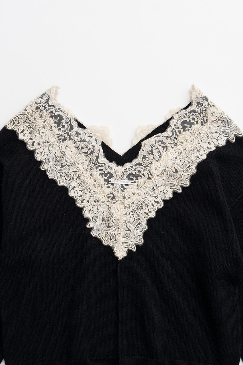 V-Neck Lace Knit - 2026AUTUMN