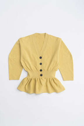 Cocoon Sleeve Peplum Knit Cardigan - 2025 AUTUMN