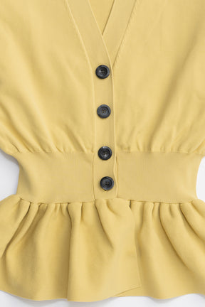 Cocoon Sleeve Peplum Knit Cardigan - 2025 AUTUMN