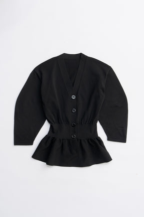 Cocoon Sleeve Peplum Knit Cardigan - 2025 AUTUMN