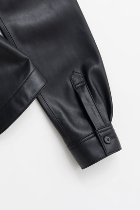 Faux Leather Peplum Shirt - 2026AUTUMN