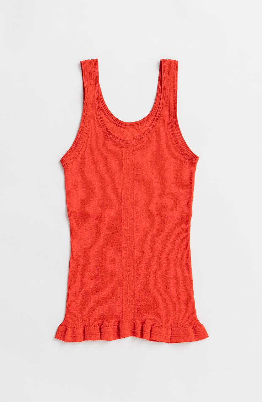 Sheer Rib Frill Hem Knit Tank - 26SUMMER