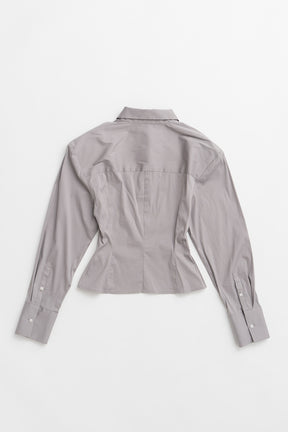 【AYUMI HAMAMOTO COLLABORATION】Shoulder Pad High-Stretch Broadcloth Shirt - PRE ORDER