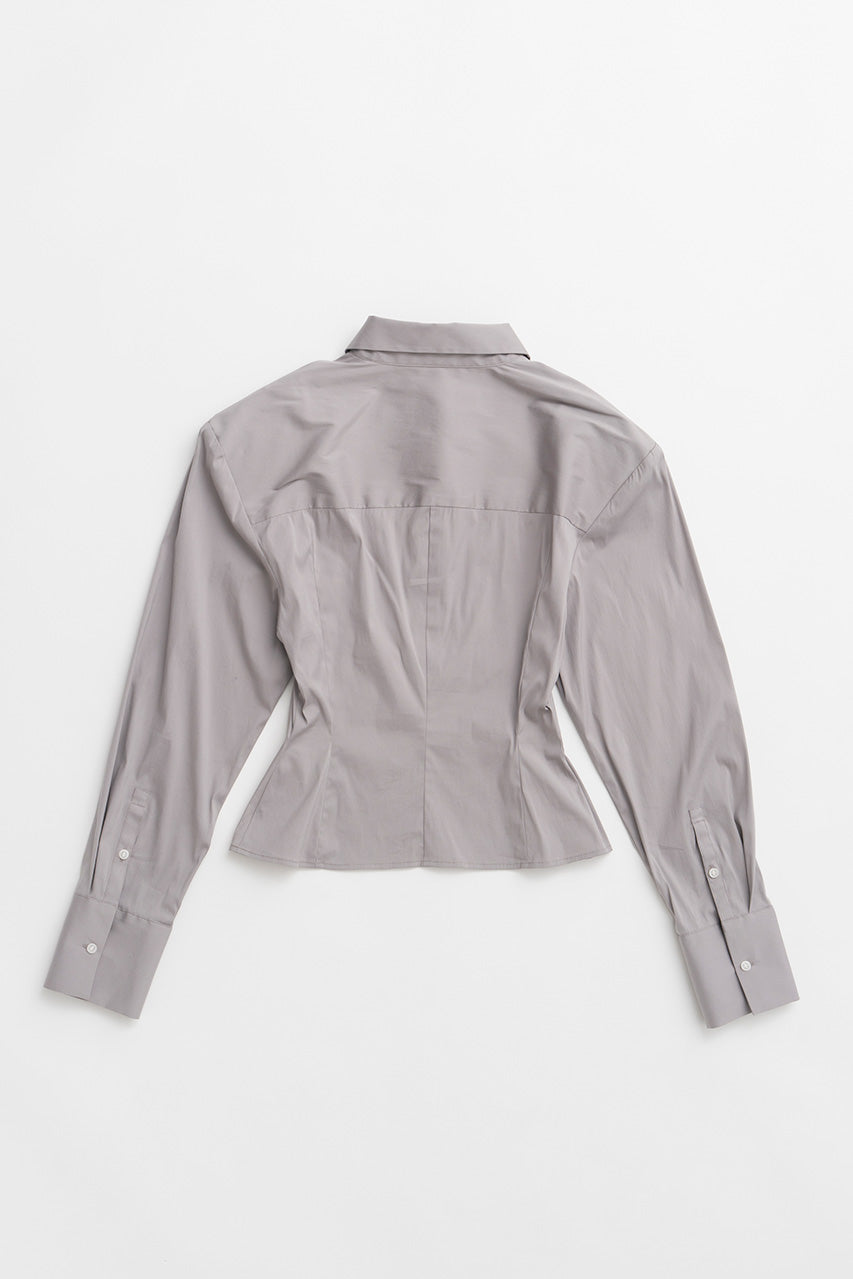 【AYUMI HAMAMOTO COLLABORATION】Shoulder Pad High-Stretch Broadcloth Shirt - PRE ORDER